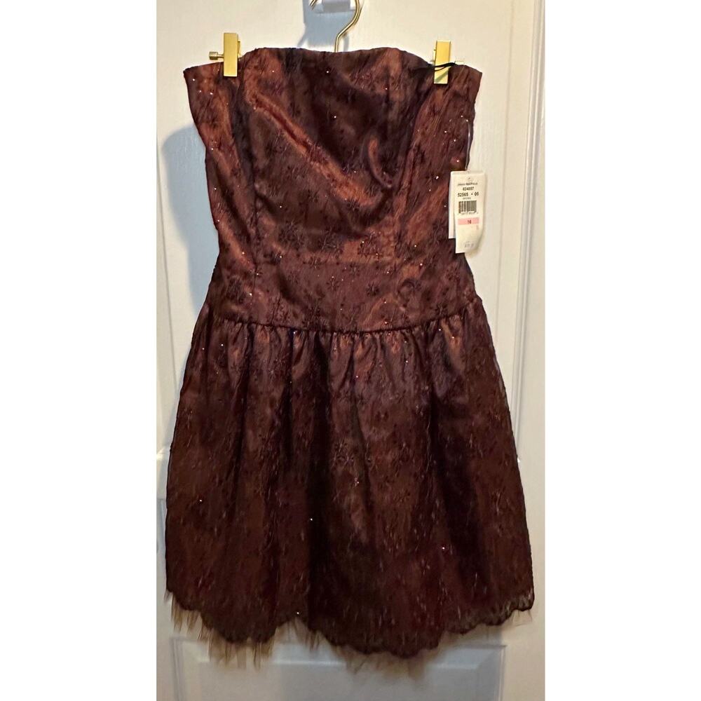 Jessica McClintock Brown Strapless Dress In Size 10 NWT